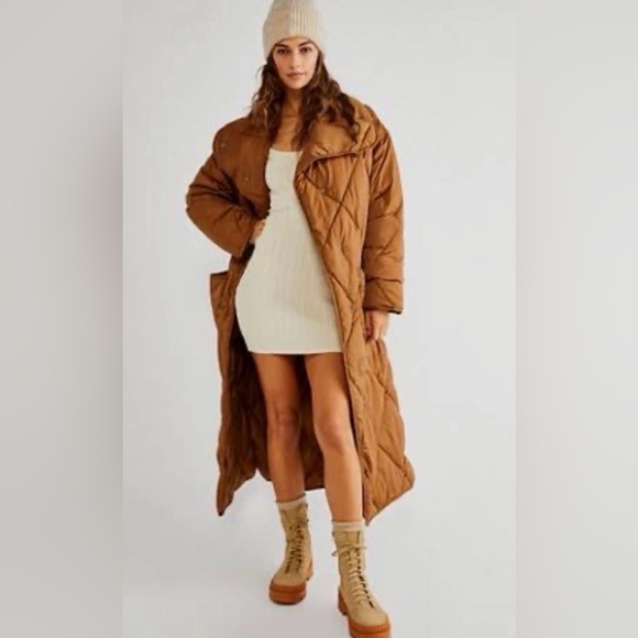 Free People Jackets & Blazers - Free People We the Free Joanna Maxi Puffer, Brown LARGE